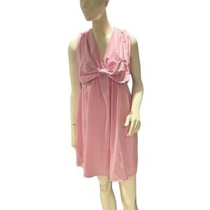 SHEIN Pink Bow Front Sleeveless Fit & Flare Dress Size L
